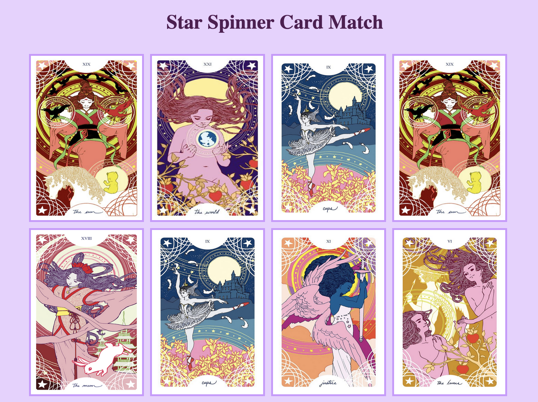 Tarot cards illustrated by Trungles.